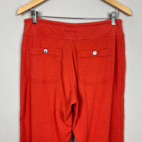 Sundance Pants Womens Small Orange Gauze Button Front Straight Leg Coastal Beach - Picture 6 of 16